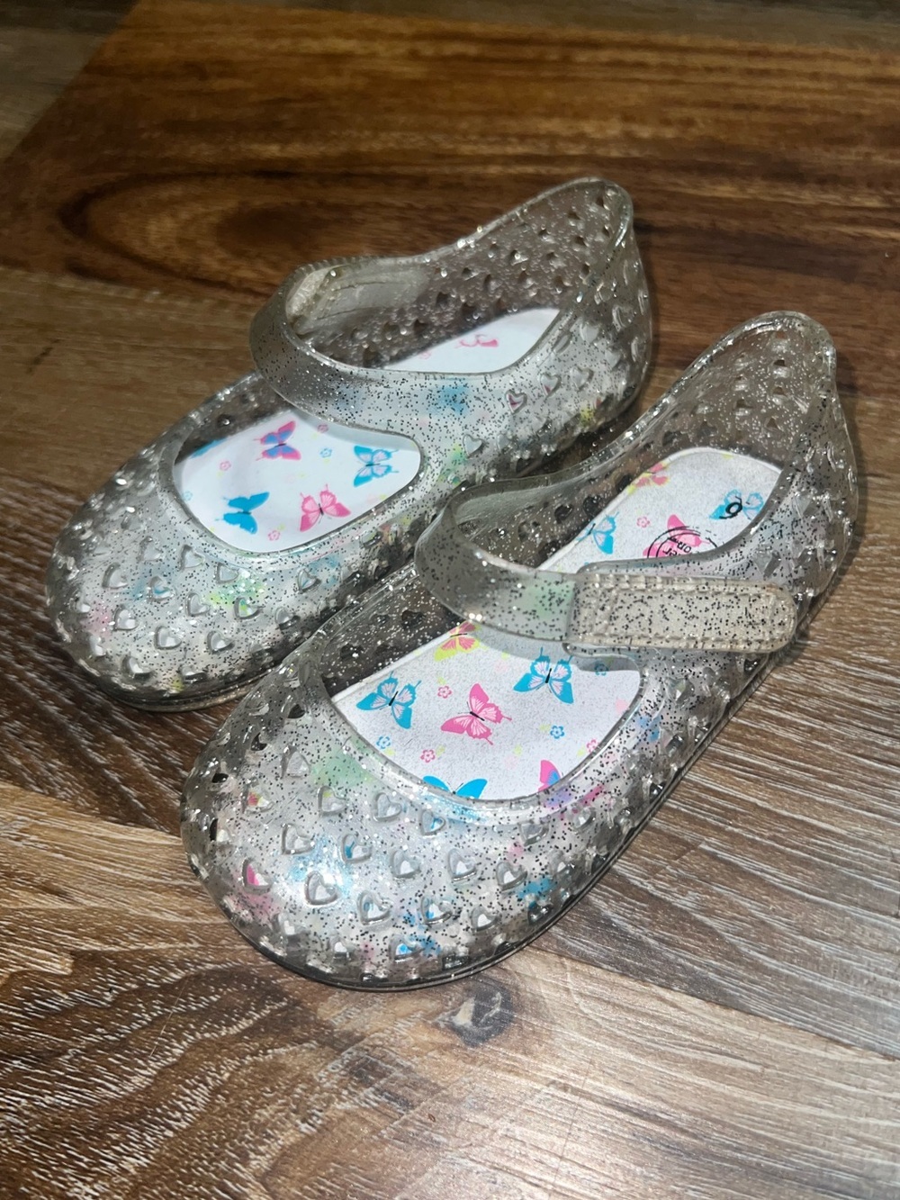 Wonder Nation Girls Clear Glitter Jelly Mary Jane Shoes, Size 6